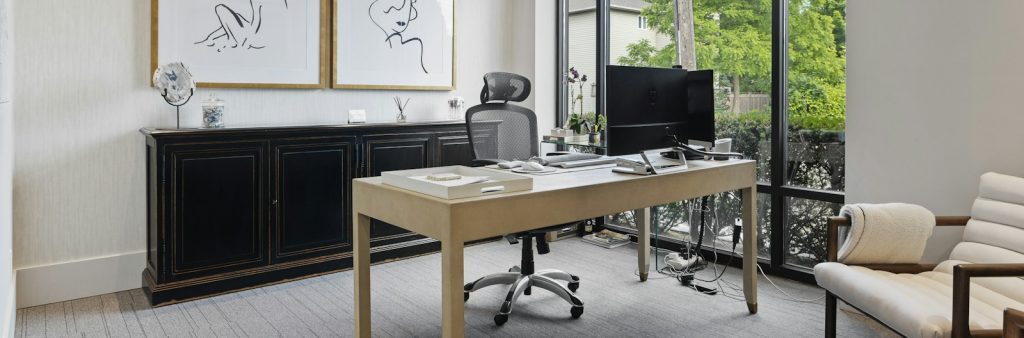 a room with a table and chairs